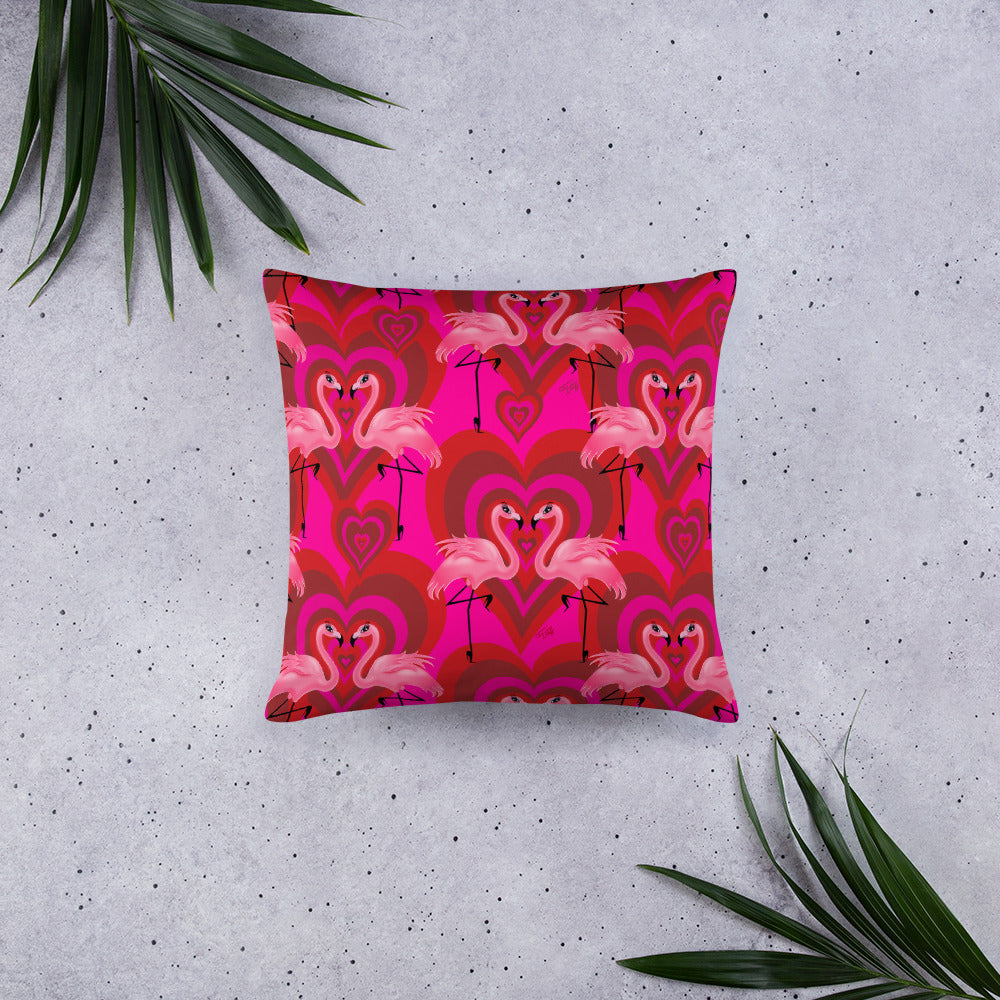 Flamingo Love Pattern • Throw Pillow