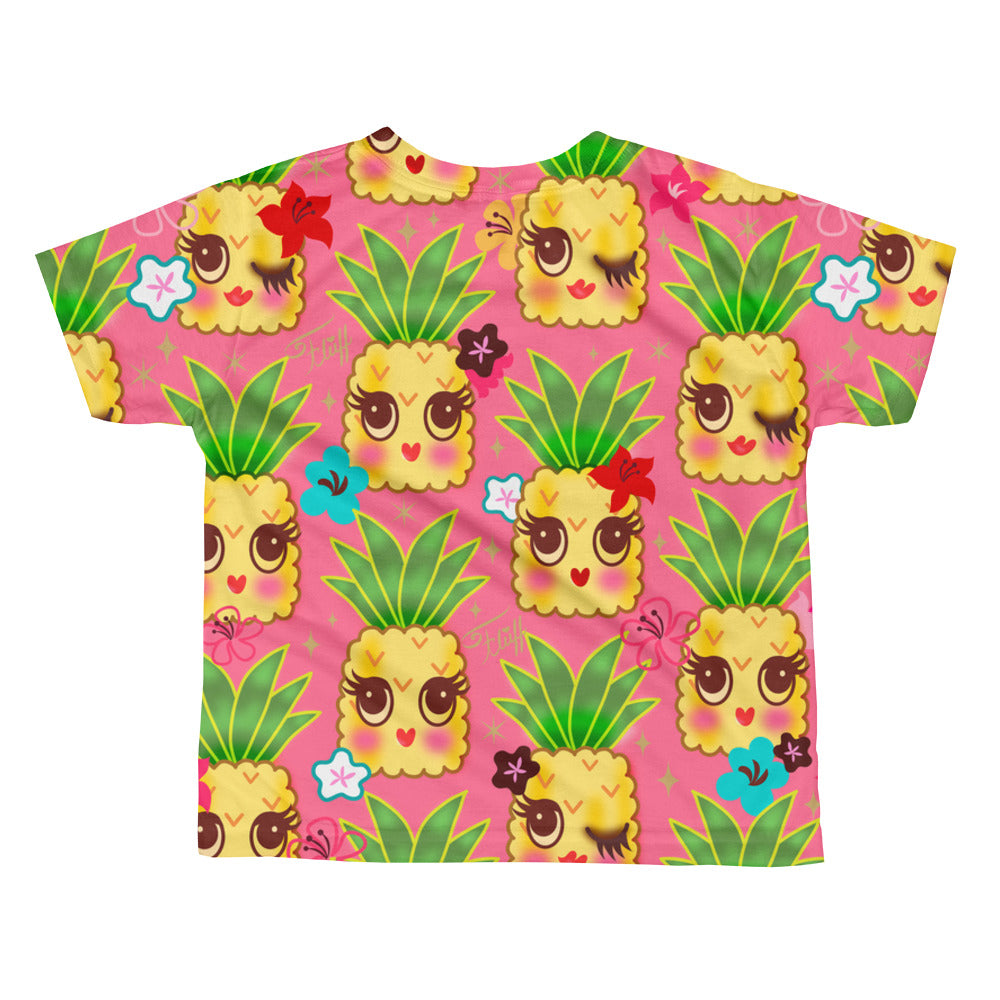 Happy Kawaii Cute Pineapples on Pink • Toddler All-over Print T-shirt