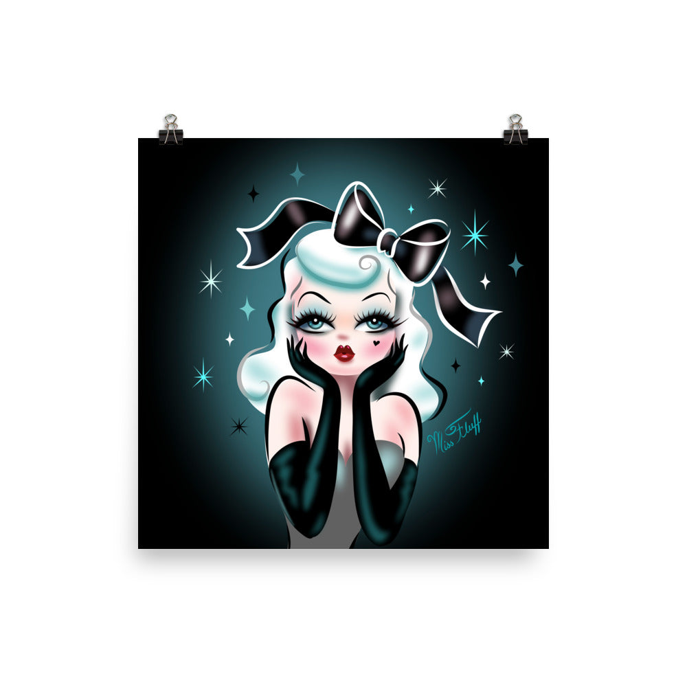 Glamour Doll with Black Bow • Art Print