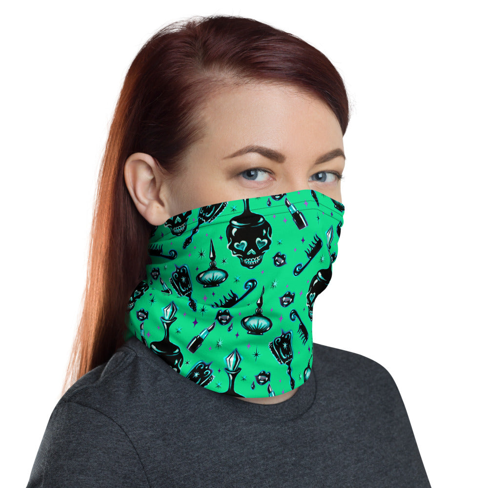 Elements of a Noir Boudoir Green• Neck Gaiter Face Mask