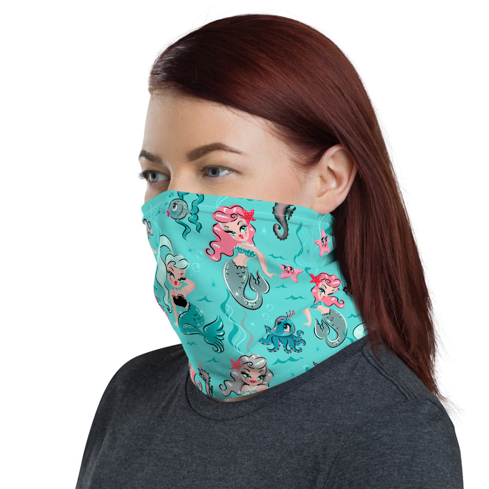 Babydoll Mermaids on Aqua • Neck Gaiter Face Mask