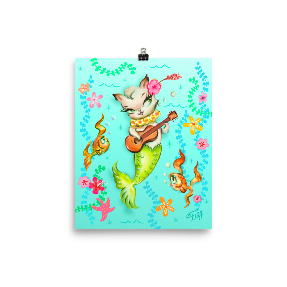 Merkitten with Ukulele • Art Print