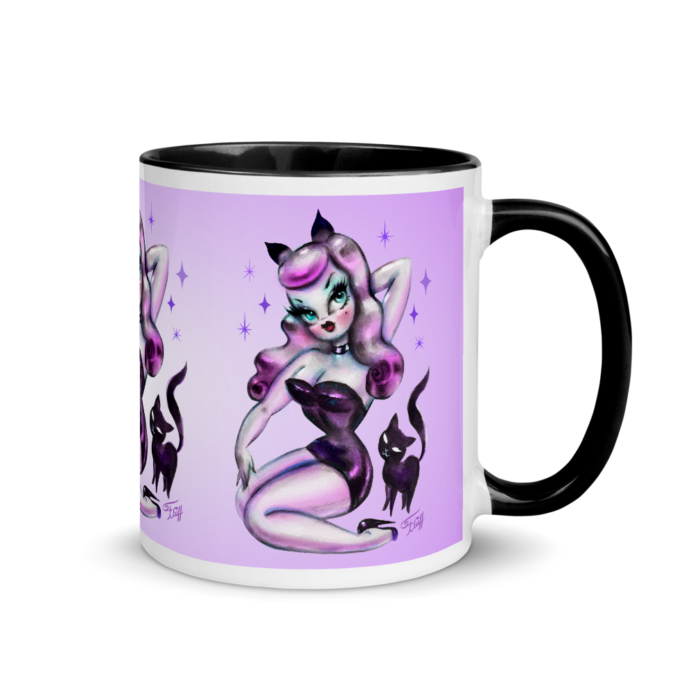 Purple Hair Kitten Pinup • Mug