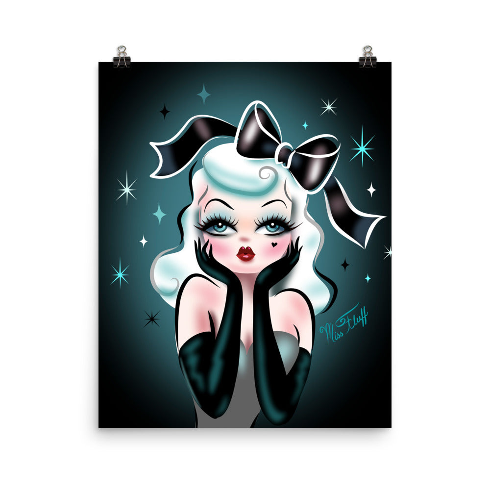 Glamour Doll with Black Bow • Art Print