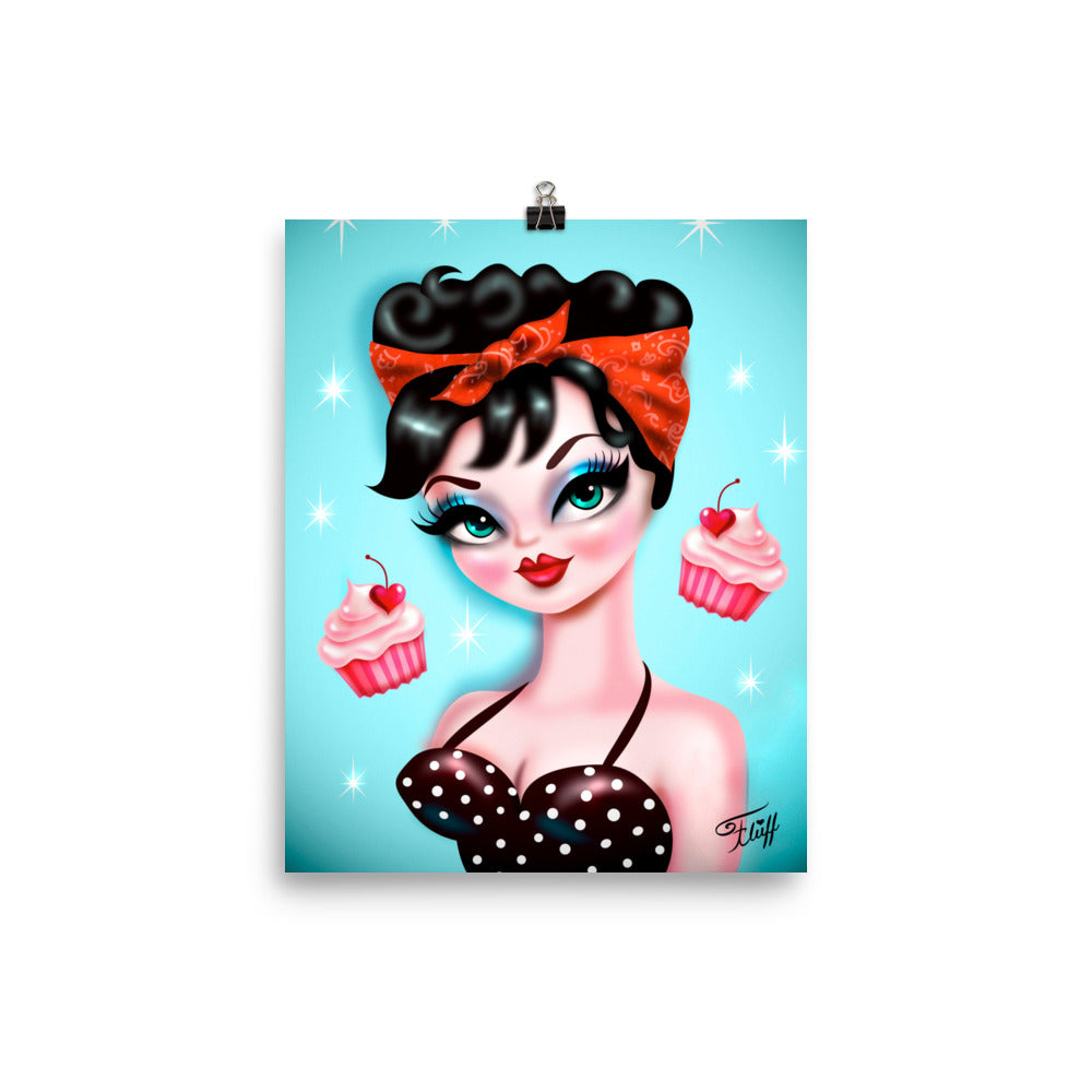 Rockabilly Girl with Red Bandana • Art Print
