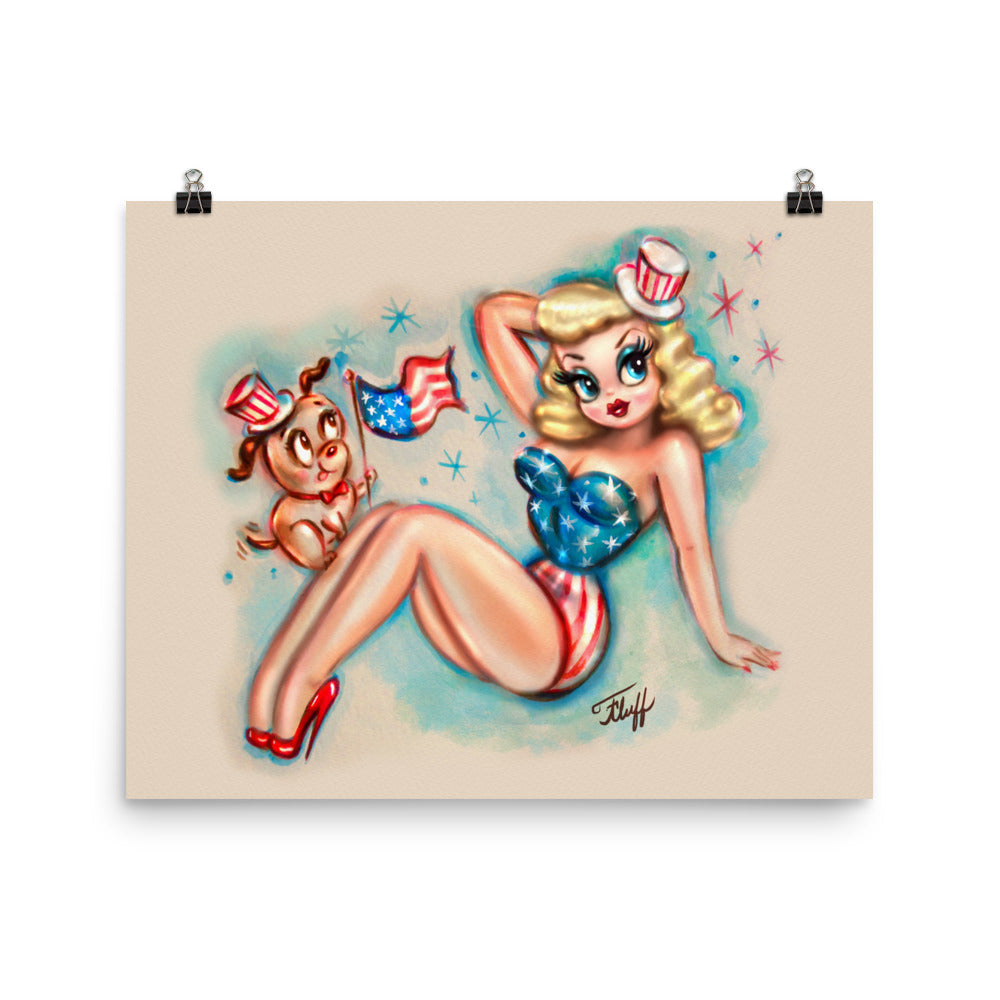 Patriotic Pinup Girl • Art Print