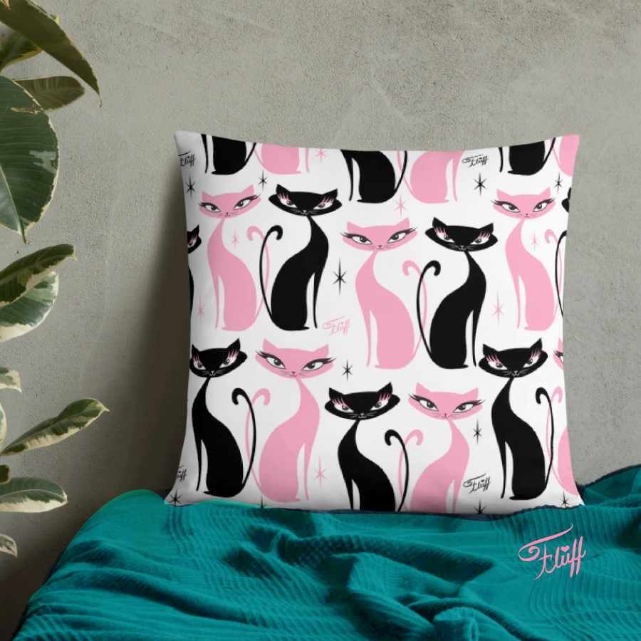 Mod Love Cats • Throw Pillow