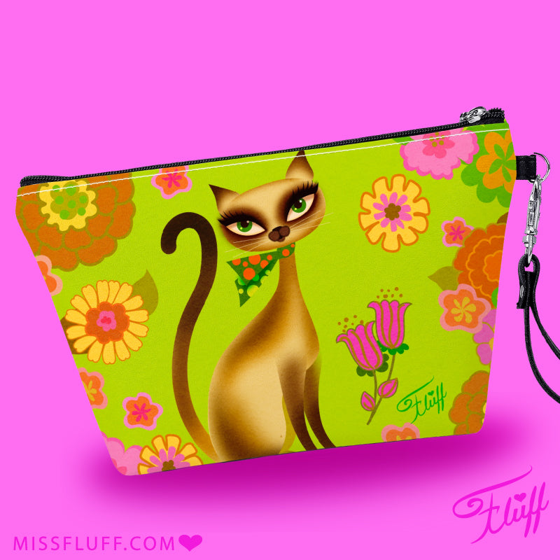 Siamese Flower Kitty • Cosmetic Bag