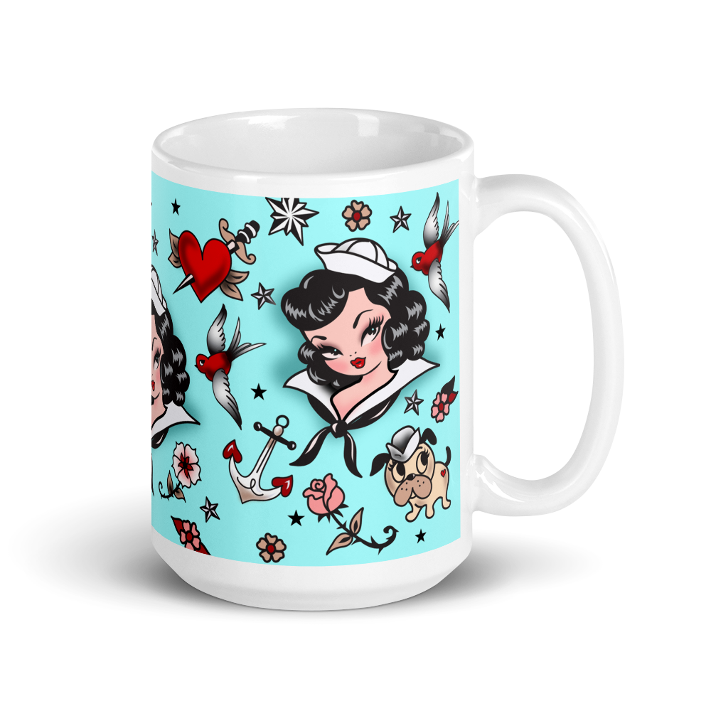 Suzy Sailor Girl on Light Blue • Mug