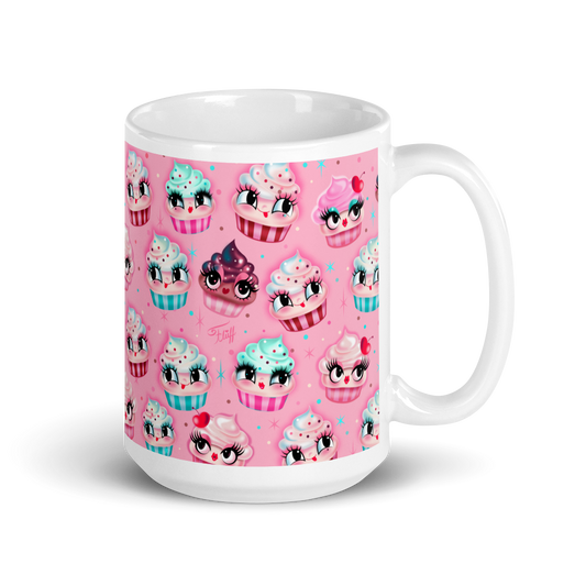 Cute Cupcakes on Pink • Mug 15 oz
