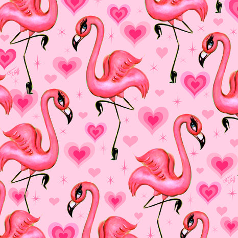 Flamingos and Hearts Pink