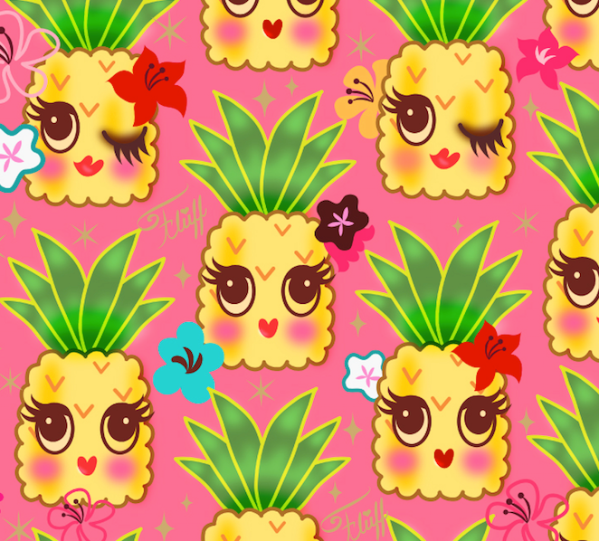 Happy Kawaii Cute Pineapples on Pink
