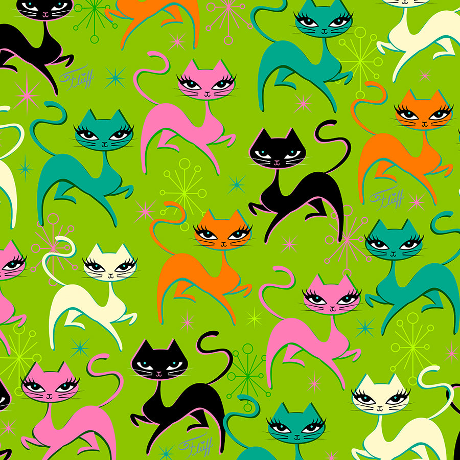 Prancing Kittens on Lime