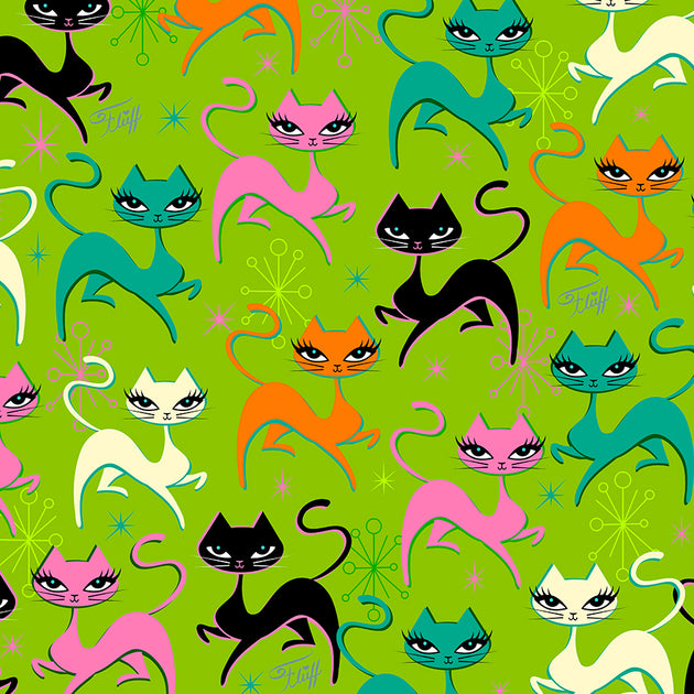 Prancing Kittens on Lime – Miss Fluff's Shop