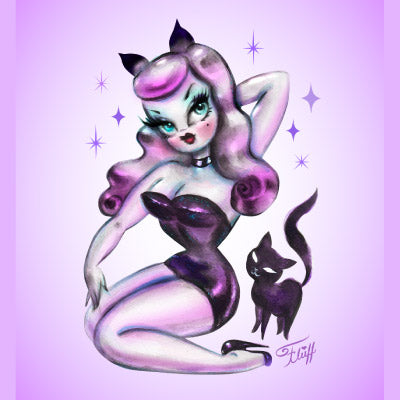 Purple Hair Kitten Pinup