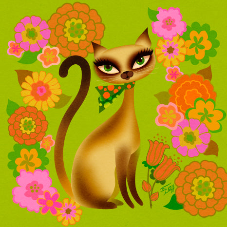 Siamese Mod Flower Kitty