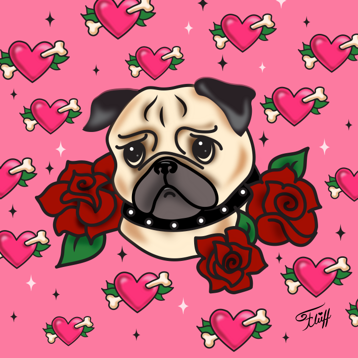 Tattoo Pug with Roses