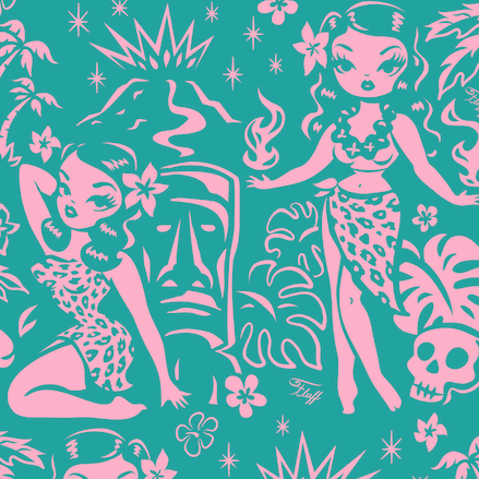 Tiki Temptress - Aqua and Pink