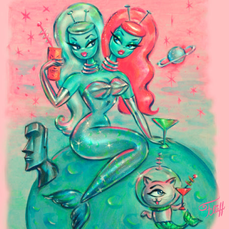 Two Head Alien Mermaid with Cyclops Kitty