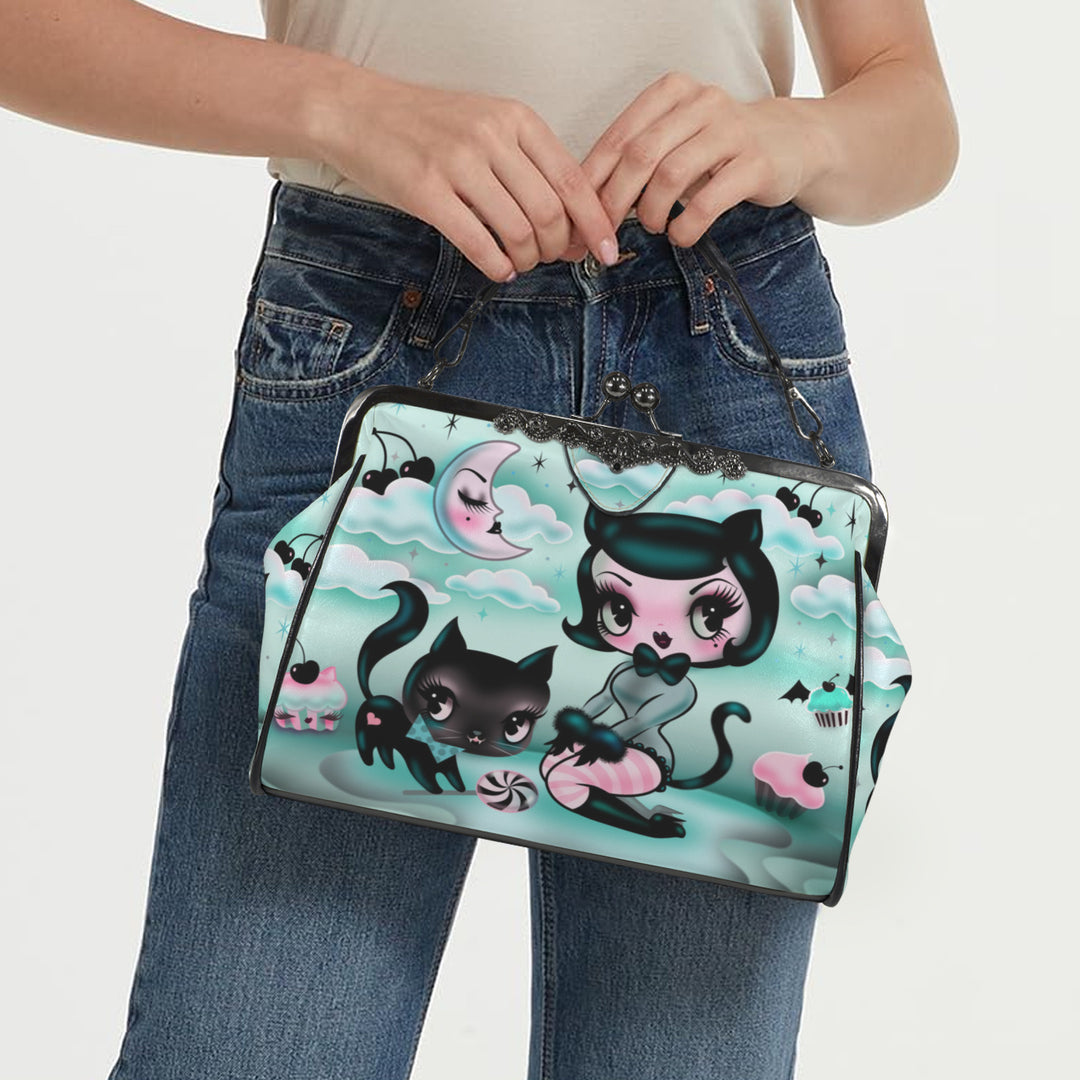 Kitten Doll with Cupcakes • Kiss Lock Purse