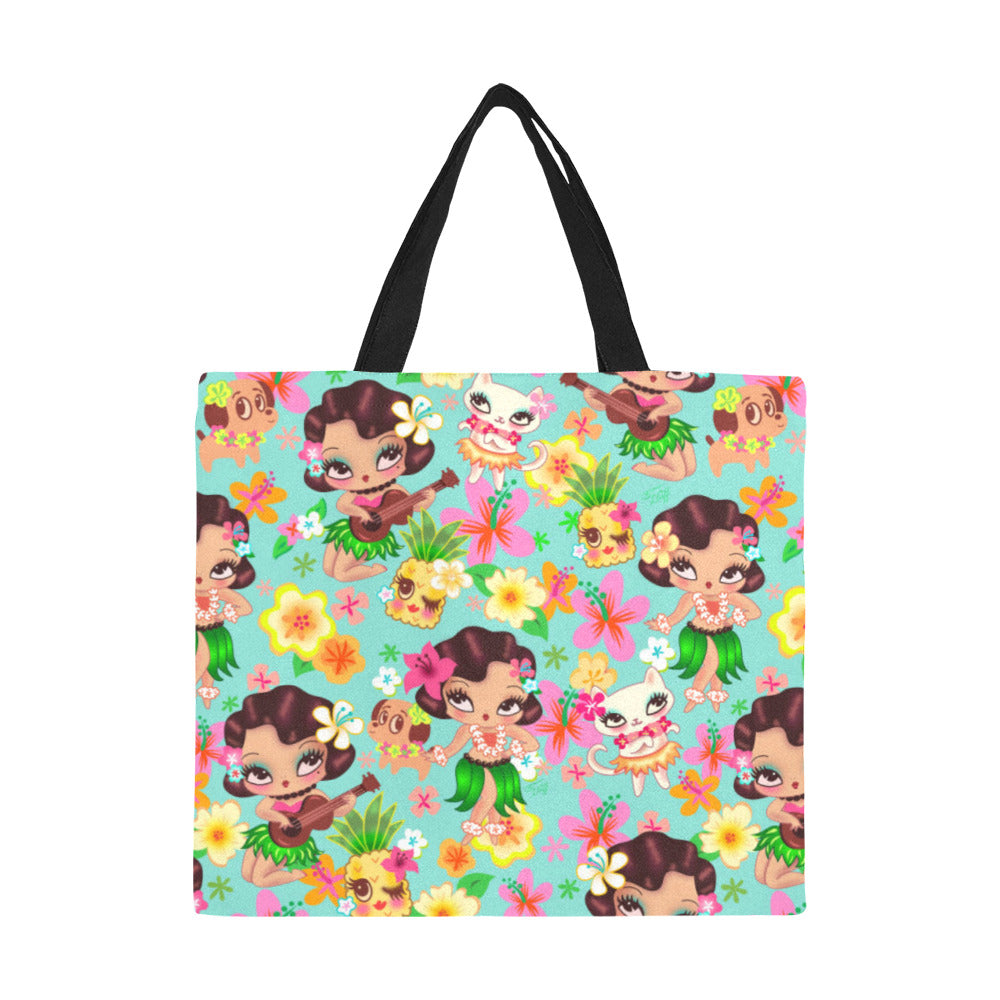 Hula Lulu Aqua • Canvas Tote Bag