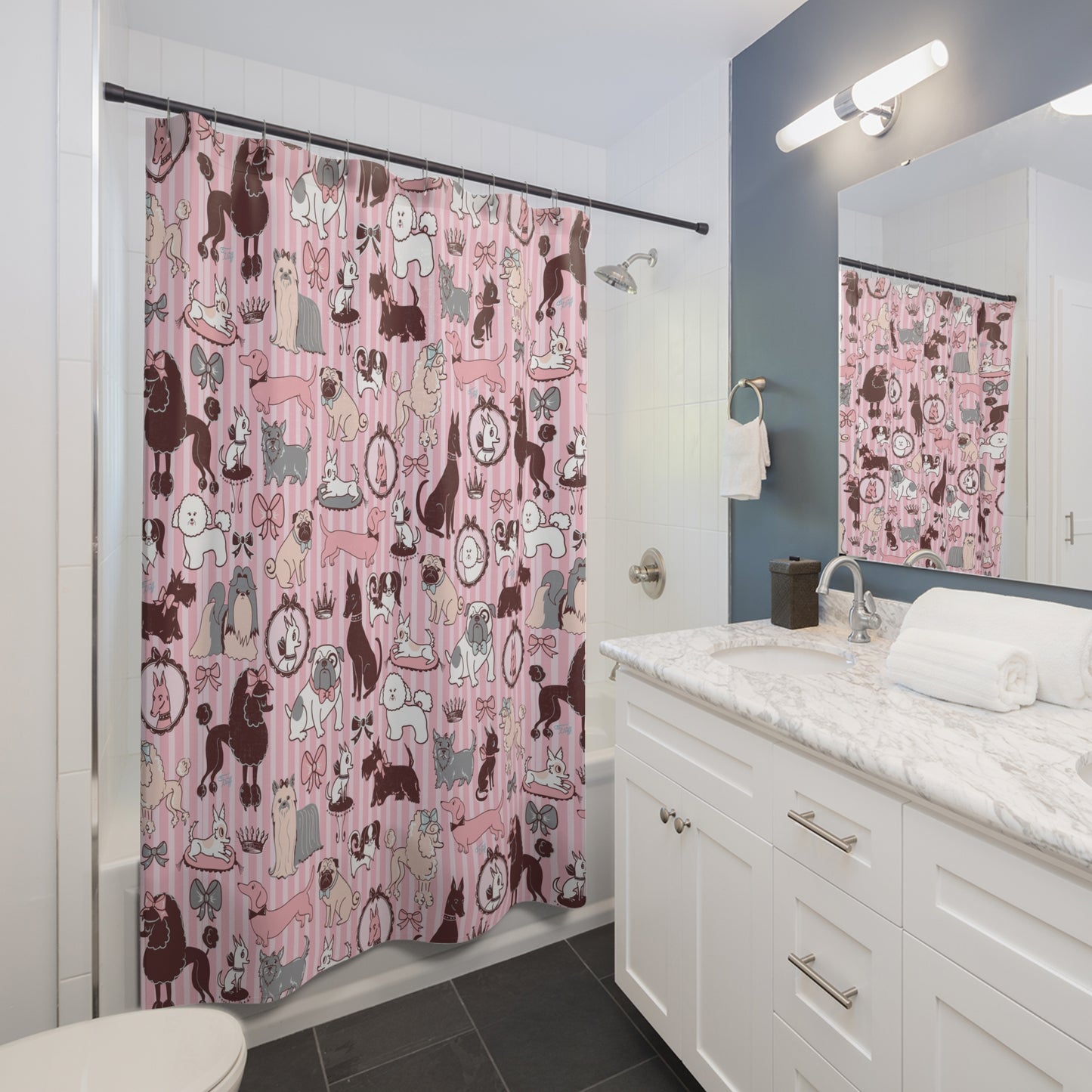 Doggy Boudoir Pink • Shower Curtain