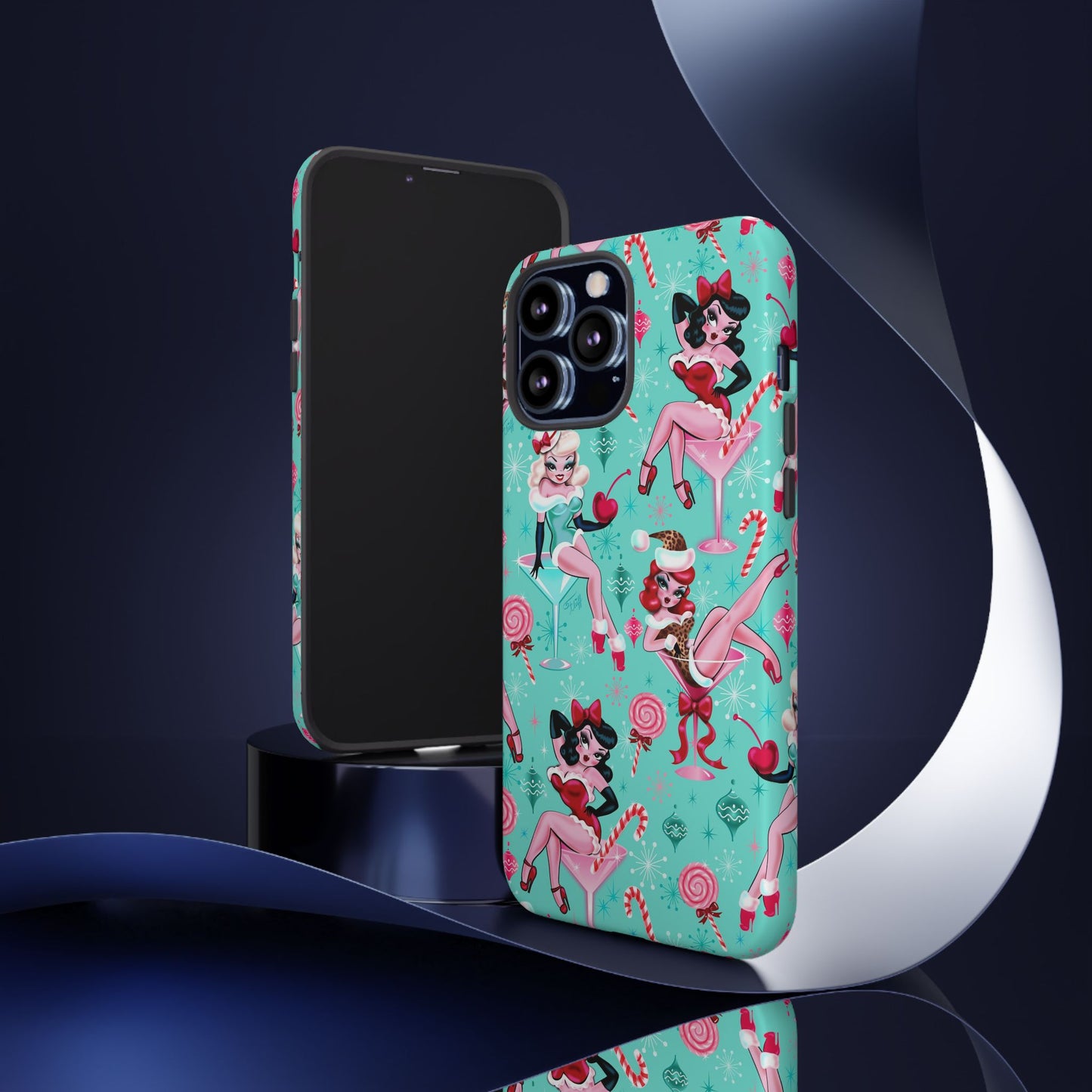 Christmas Candy Martini Pinup Girls • Tough Phone Case