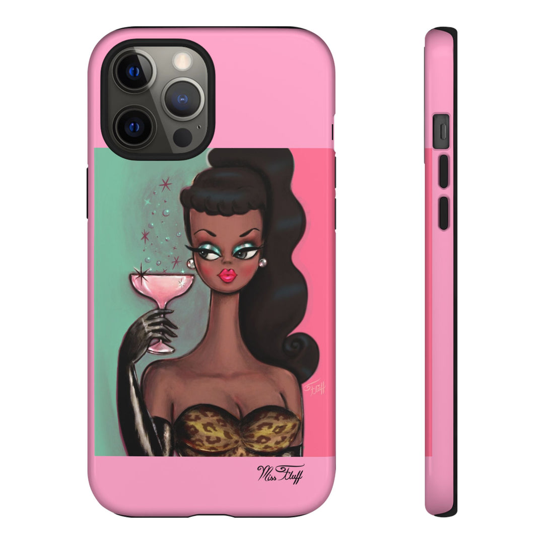 Brunette with Pink Champagne • Tough Phone Case