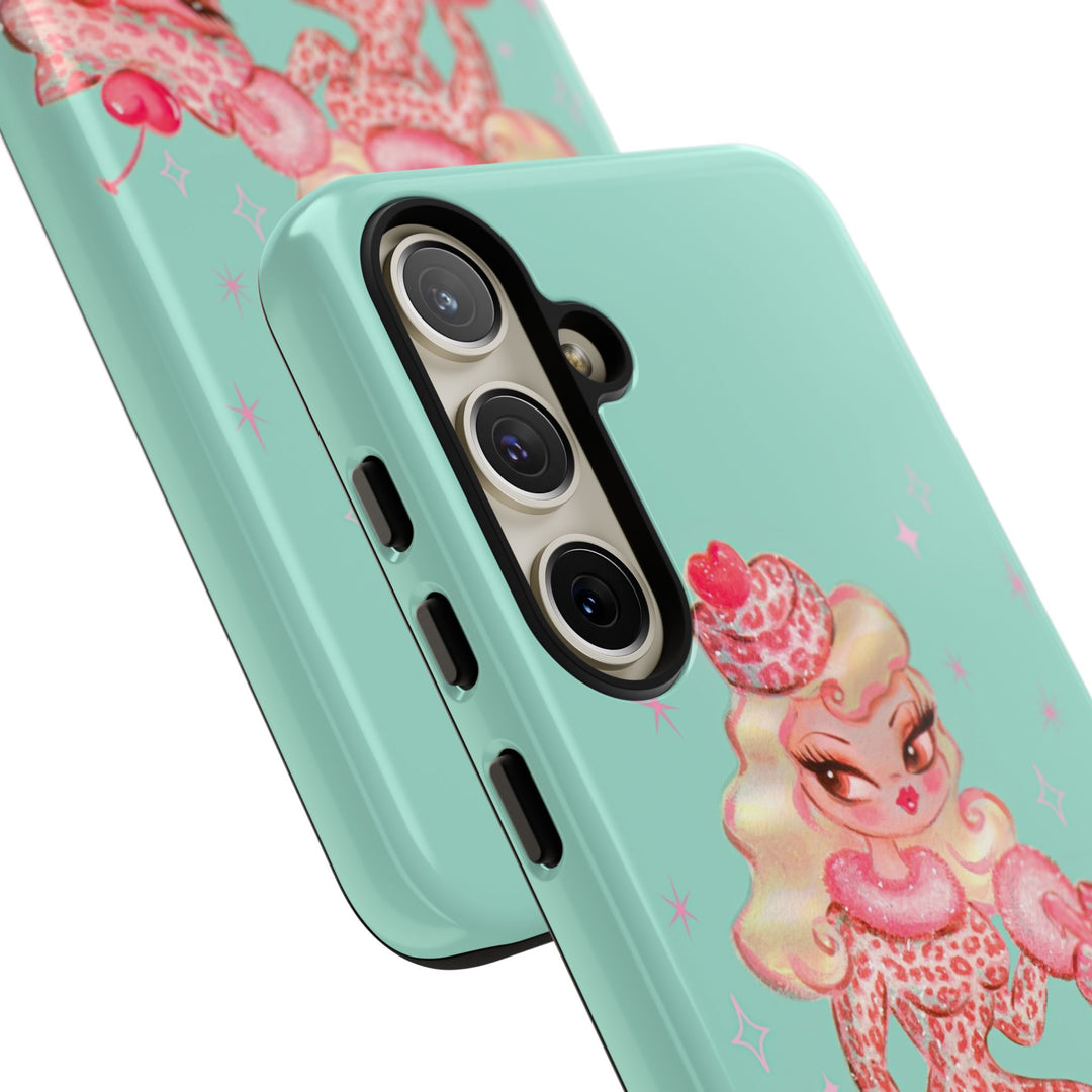 Leopard and Pink Cupcake Girl • Tough Phone Case