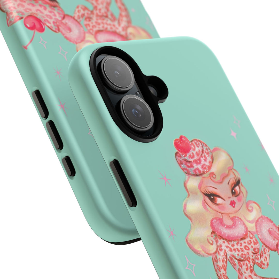 Leopard and Pink Cupcake Girl • Tough Phone Case