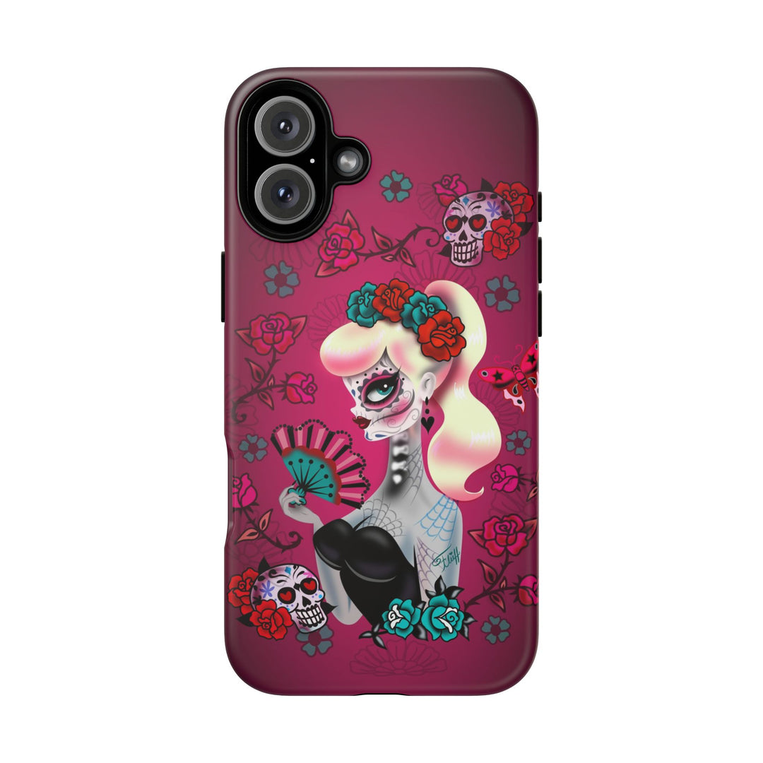 Blonde Sugar Skull Pinup Girl • Tough Phone Case