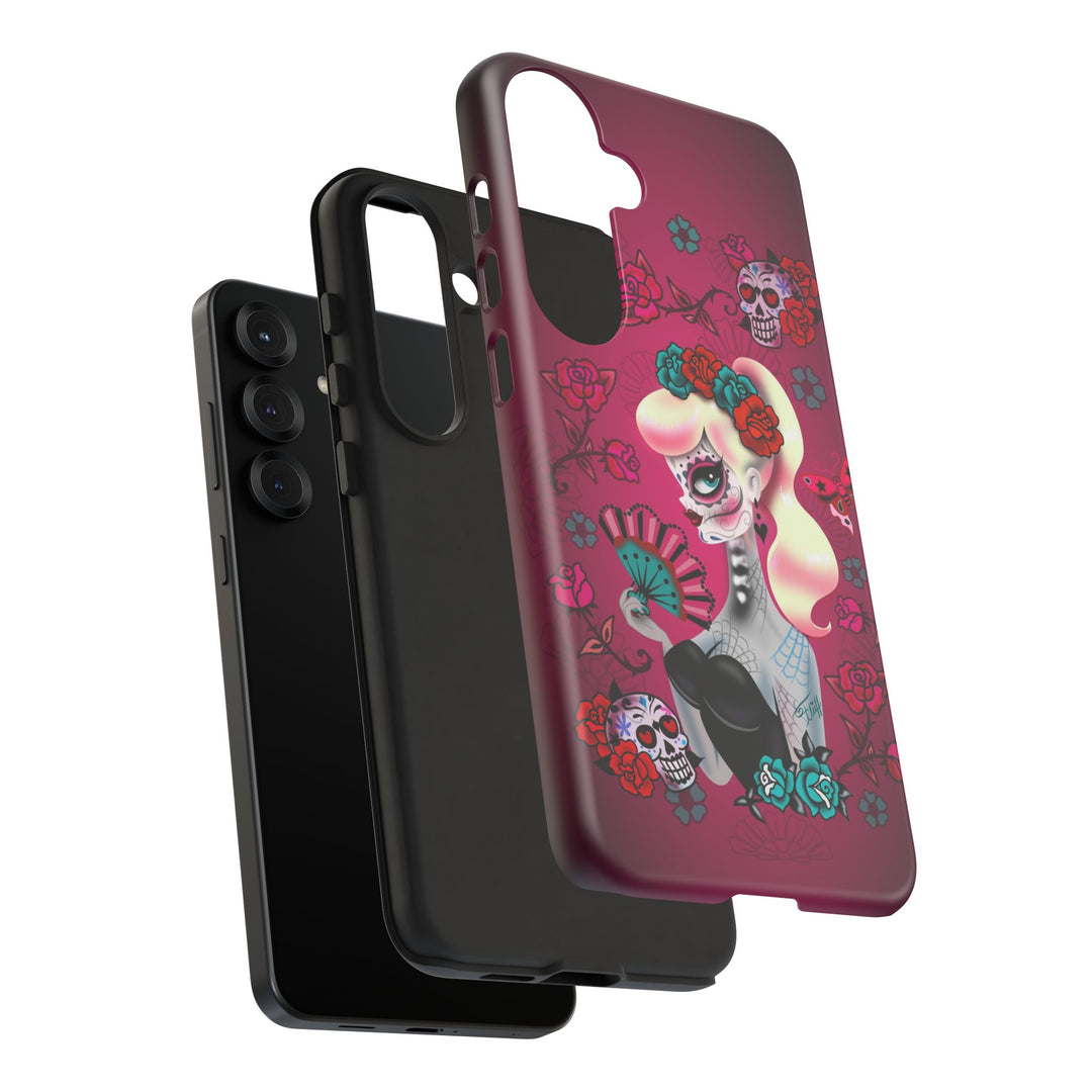 Blonde Sugar Skull Pinup Girl • Tough Phone Case
