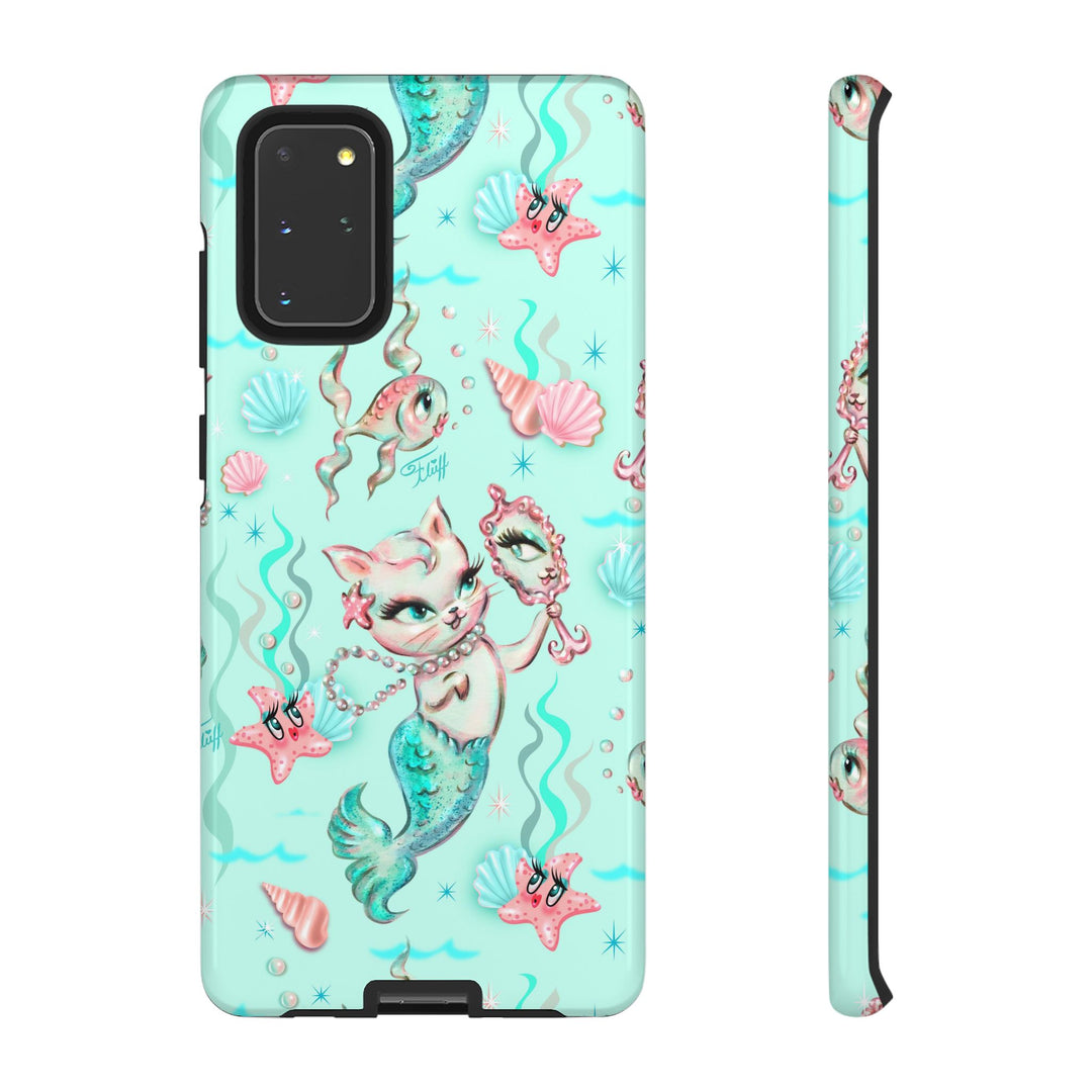 Merkitten with Pearls Aqua • Tough Phone Case