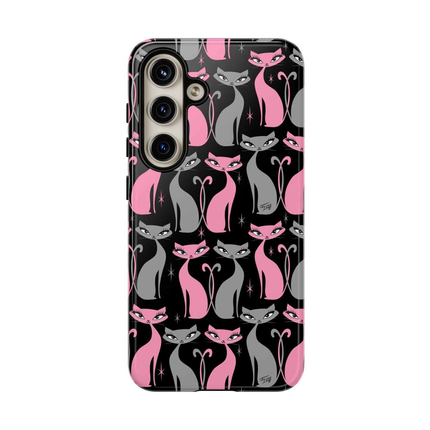 Mod Love Cats on Black • Tough Phone Case