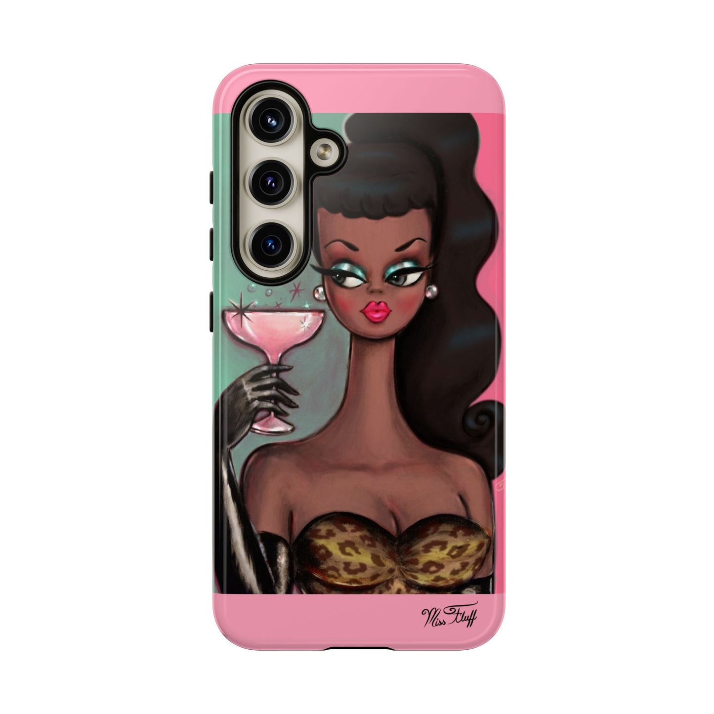 Brunette with Pink Champagne • Tough Phone Case