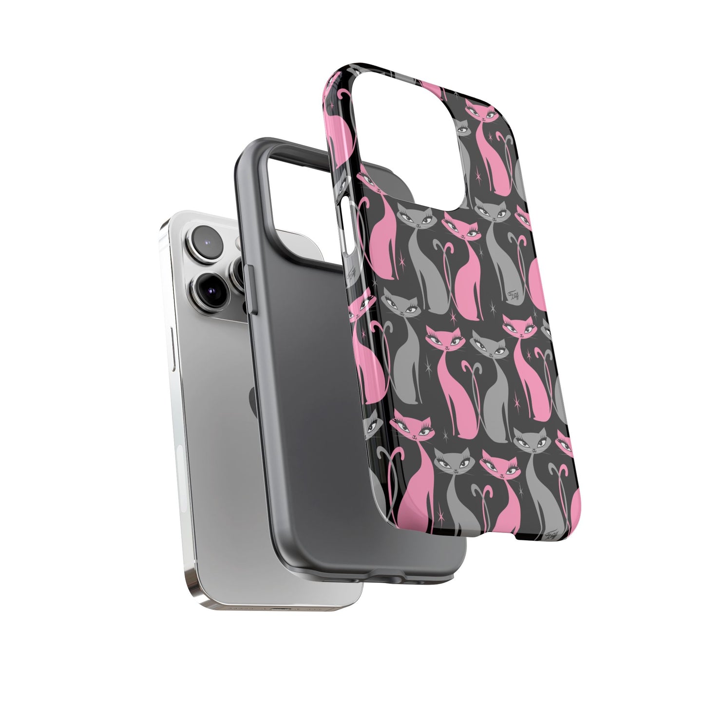 Mod Love Cats on Black • Tough Phone Case