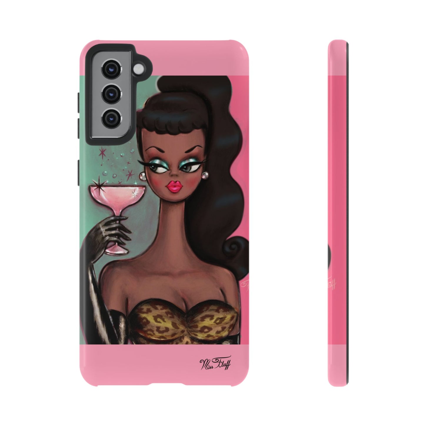 Brunette with Pink Champagne • Tough Phone Case