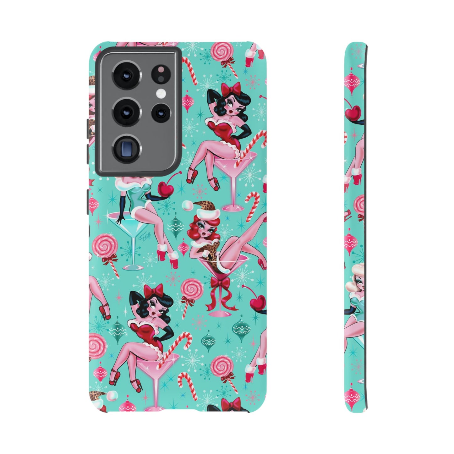 Christmas Candy Martini Pinup Girls • Tough Phone Case