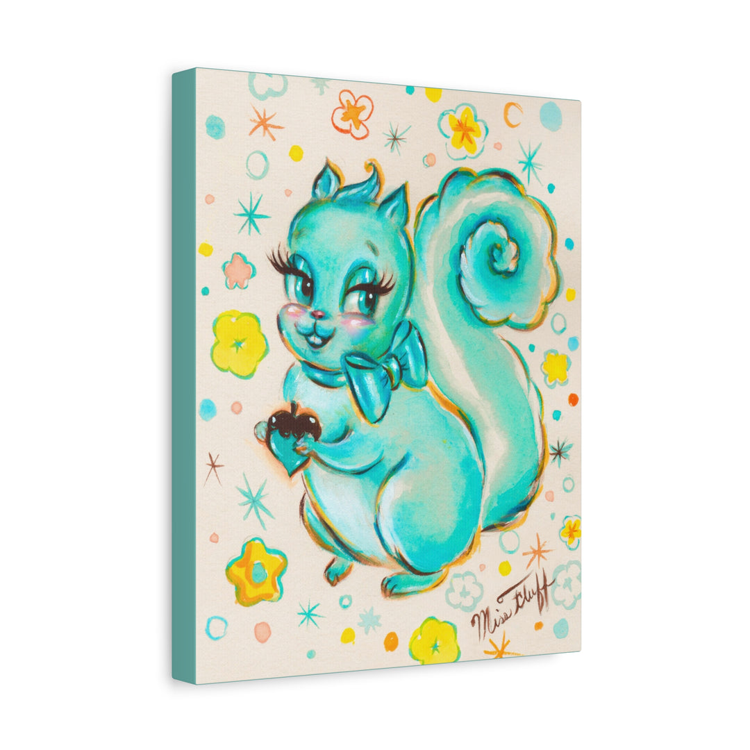 Cute Teal Squirrel • Canvas Gallery Wrap