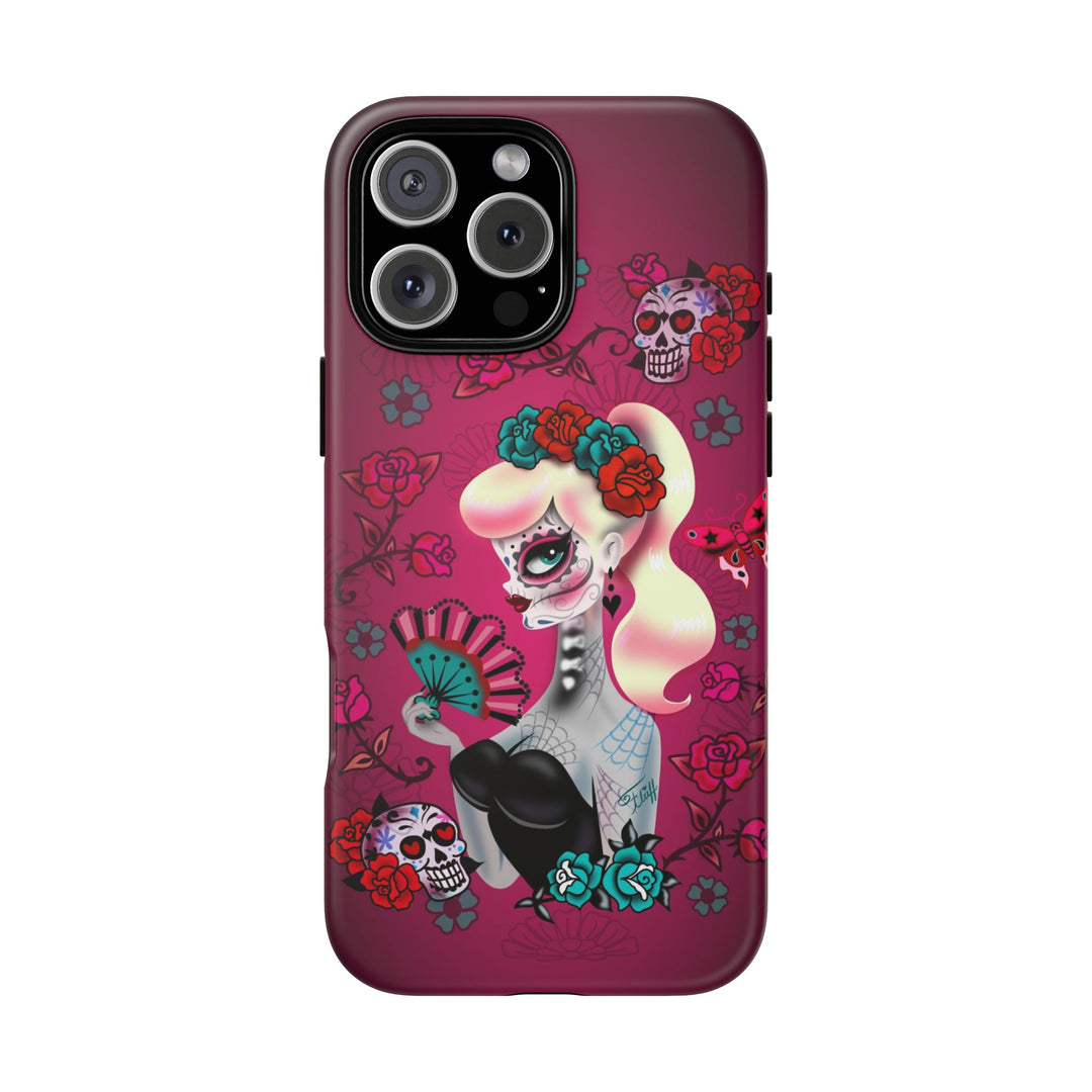 Blonde Sugar Skull Pinup Girl • Tough Phone Case