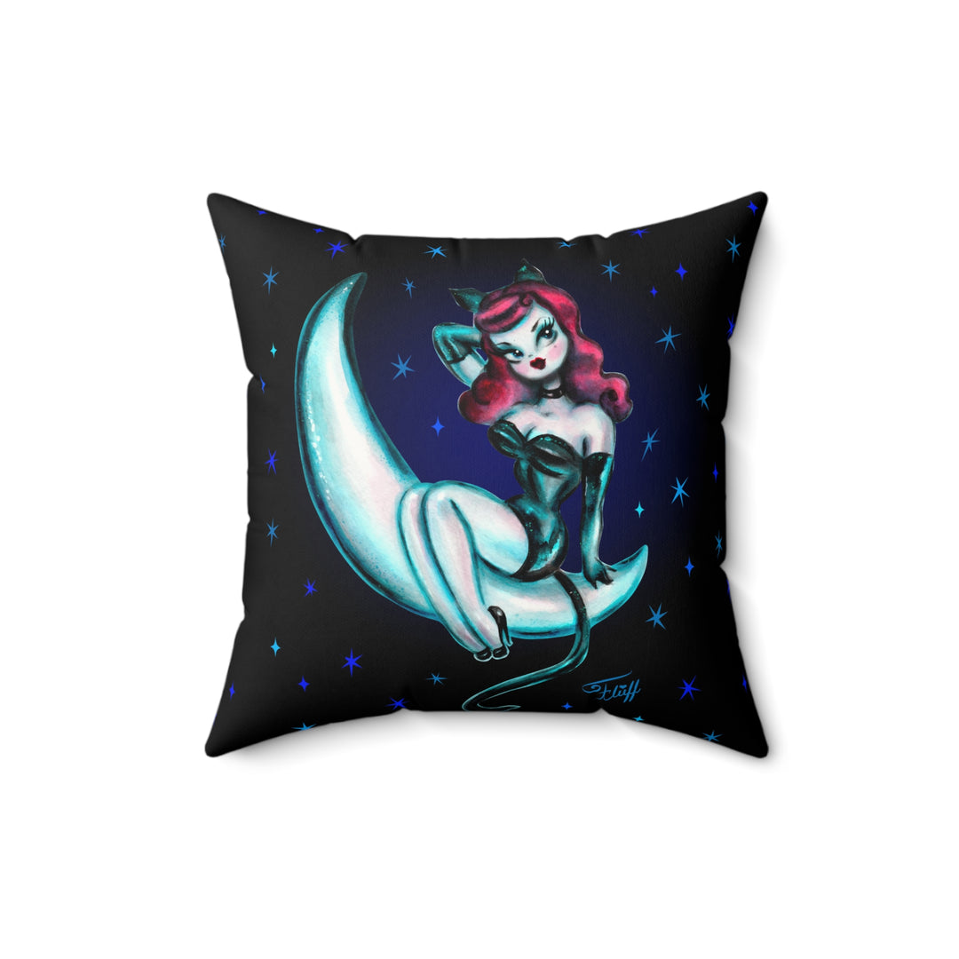 Kitten on the Moon • Faux Suede Pillow