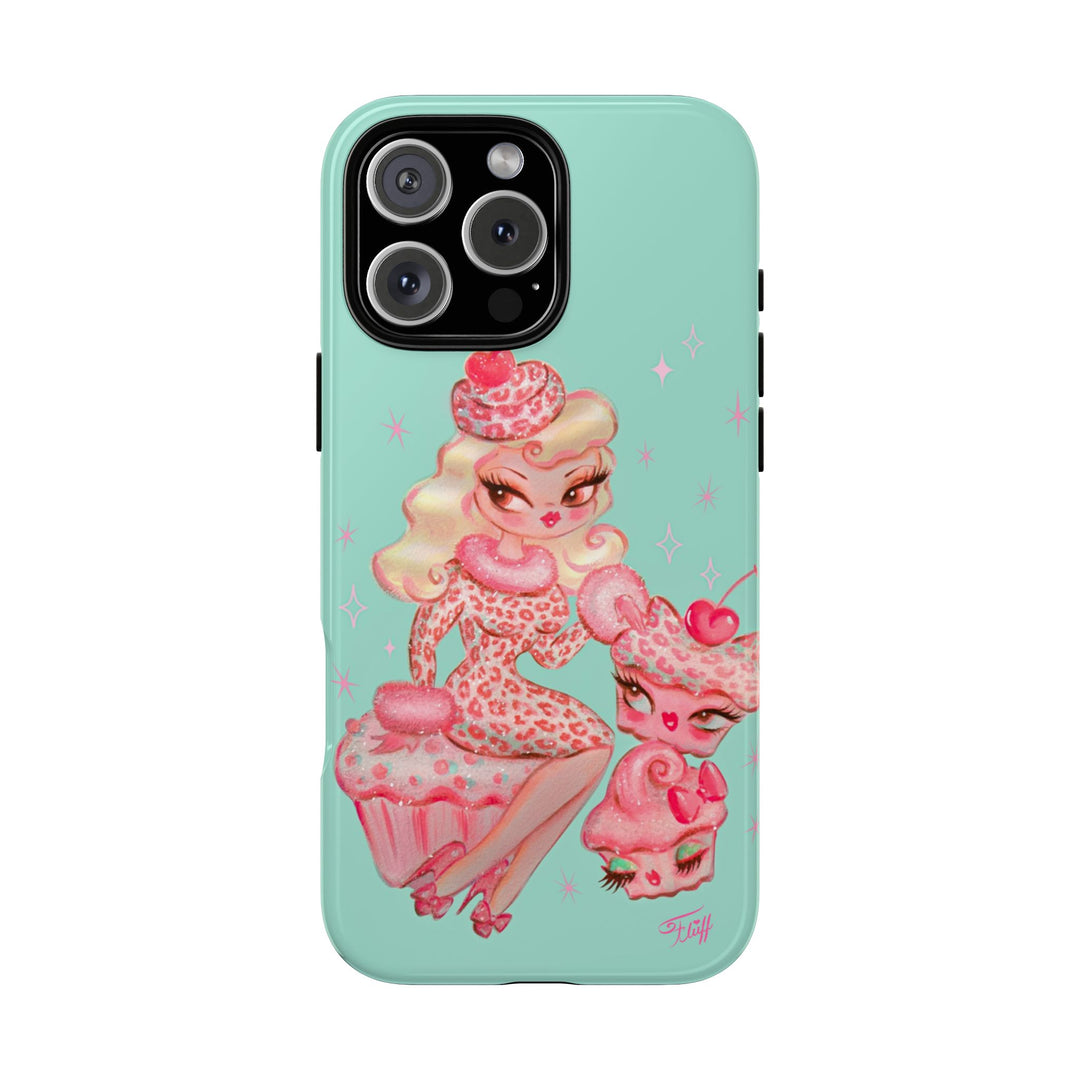 Leopard and Pink Cupcake Girl • Tough Phone Case