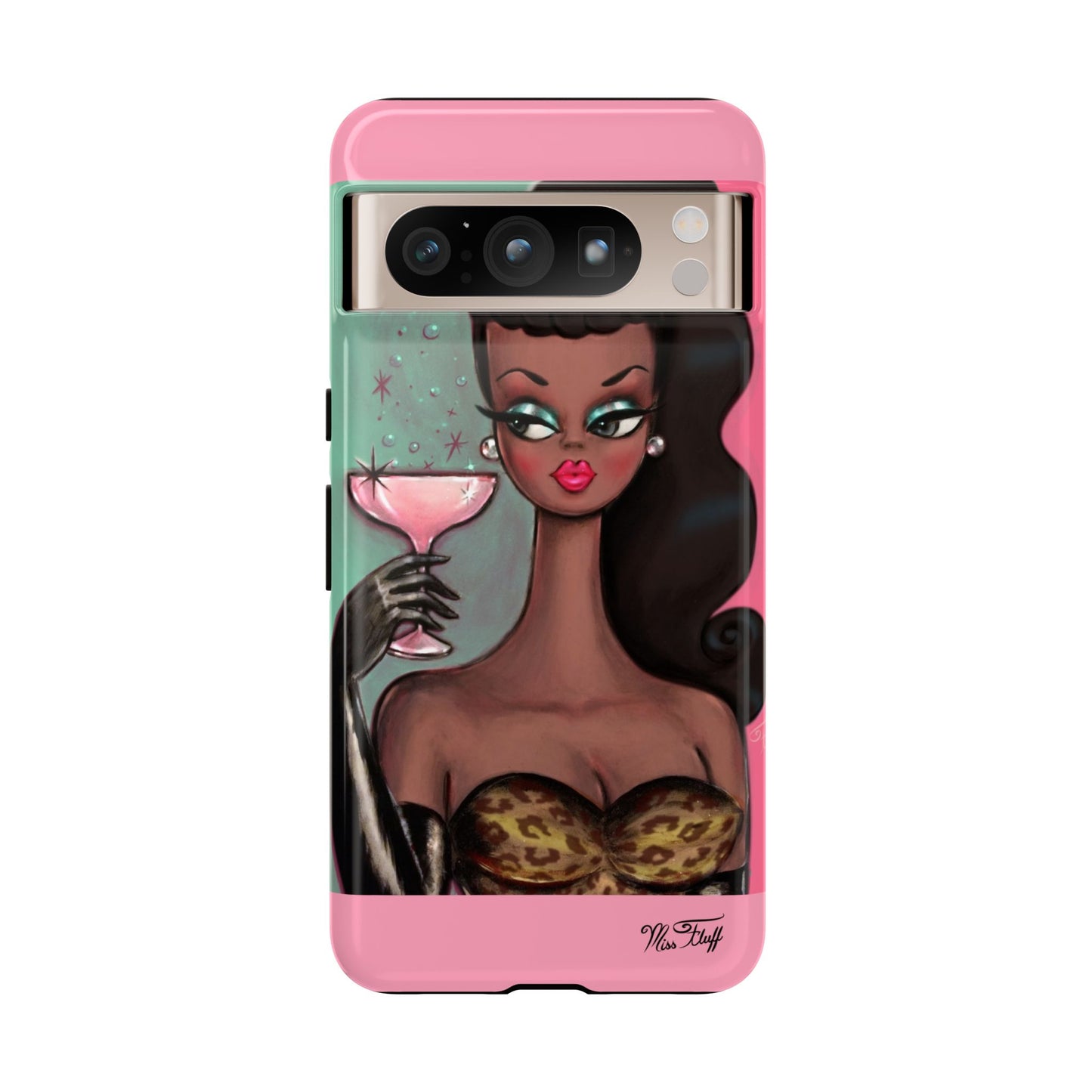 Brunette with Pink Champagne • Tough Phone Case