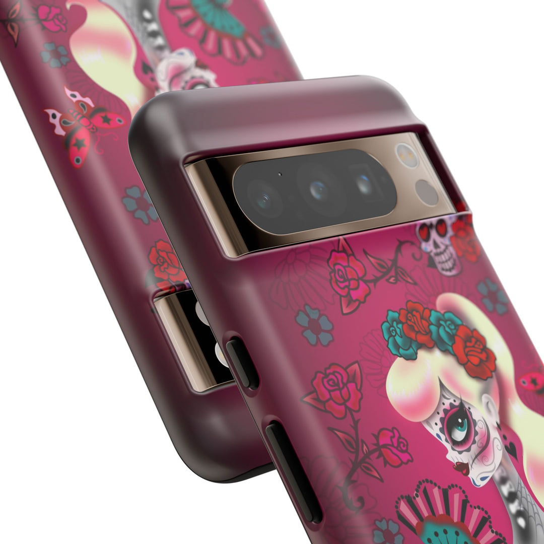Blonde Sugar Skull Pinup Girl • Tough Phone Case