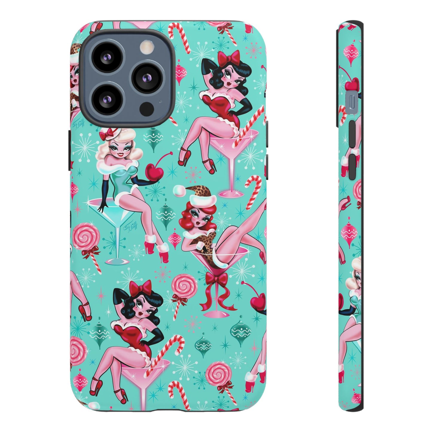 Christmas Candy Martini Pinup Girls • Tough Phone Case