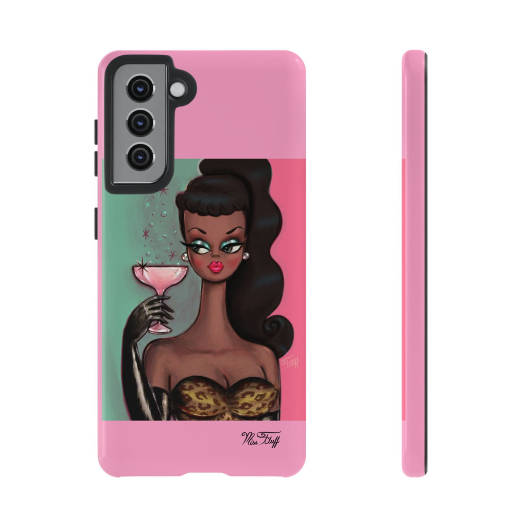 Brunette with Pink Champagne • Tough Phone Case