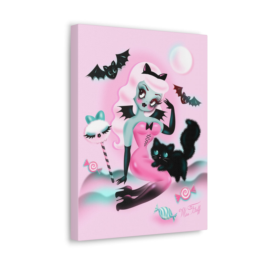 Pastel Candy Vampire with Kitty • Canvas Gallery Wrap