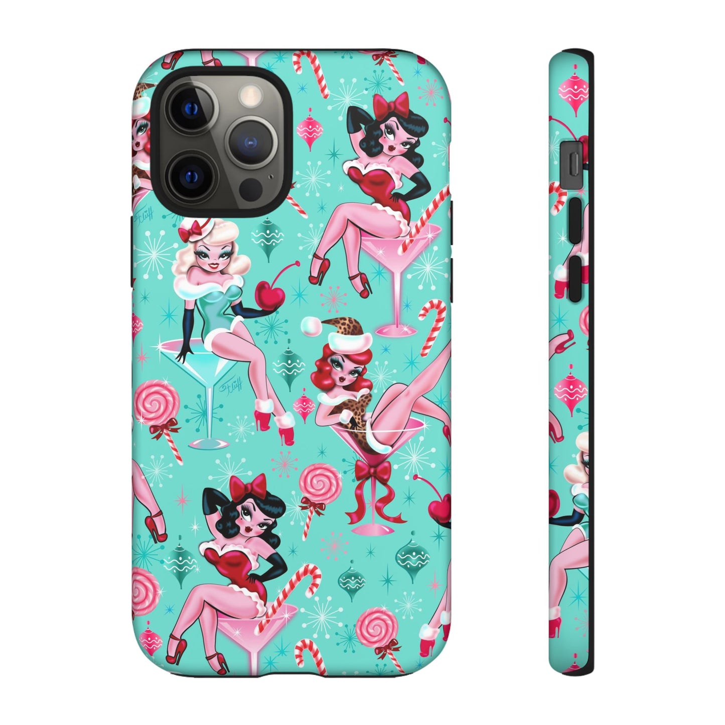 Christmas Candy Martini Pinup Girls • Tough Phone Case