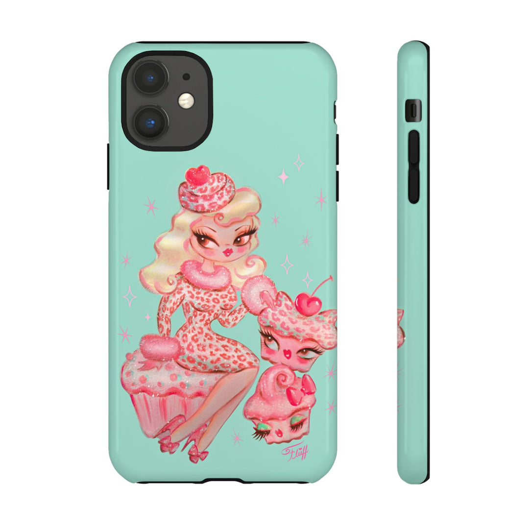 Leopard and Pink Cupcake Girl • Tough Phone Case