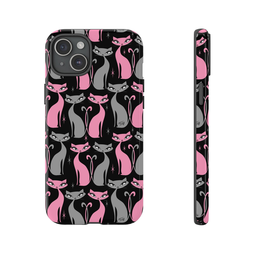 Mod Love Cats on Black • Tough Phone Case